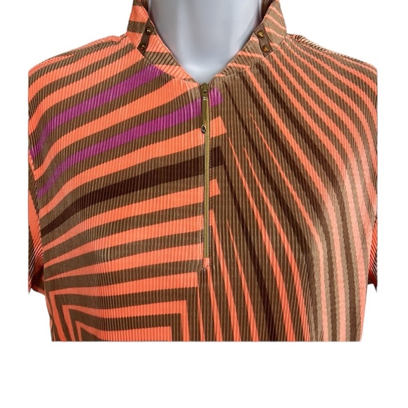 Jamie Sadock Golf Shirt Short Sleeve 1/4 Zipper Multi Color Geometric Print M - Picture 2 of 7